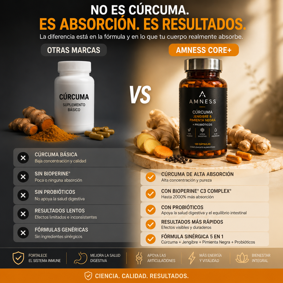 AMNESS CORE+ | Cúrcuma y Probióticos Premium